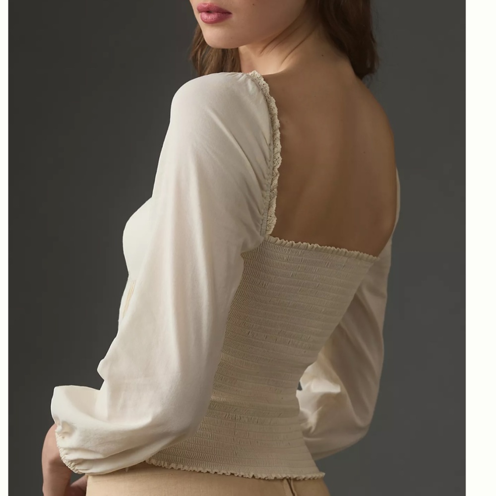 NWT Reformation Isadora Cotton Top - Cream - Picture 2 of 11
